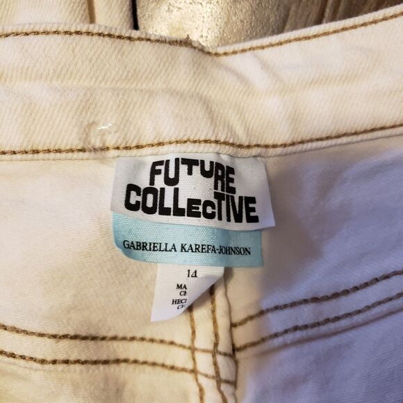 Future Collective Cream Women's Flare Jeans Sz 14 - Picture 6 of 6